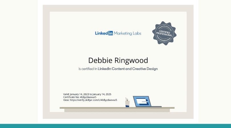 Linkedin Certified Marketing Insiders - Linkedin Content & Creative Design - Debbie Ringwood The Marketing Shop
